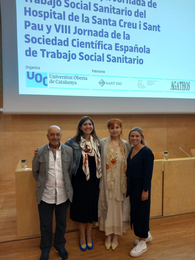 Daniel Rueda, Elena Sánchez, Dolors Colom y Cristina Reinaldos durante la jornada de Trabajo Social Sanitario.