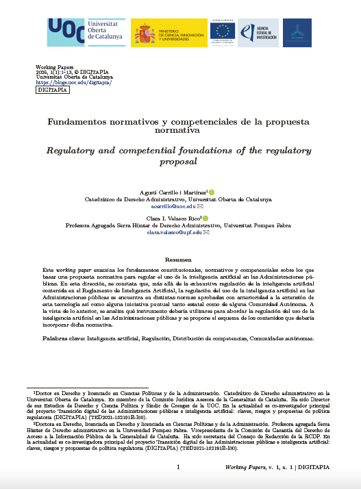 Working Paper: Fundamentos normativos y competenciales de la propuesta normativa