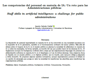 Working Paper: Las competencias del personal en materia de IA: Un reto para las Administraciones públicas