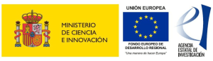 Logo Ministerio de Ciencia e Innovación, Fondo europeo de desarrollor Regional y Agencia Estatal de Investigación.