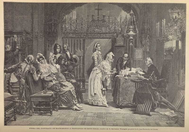 Il·lustració d'un matrimoni del segle XIX
