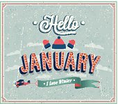 Hello january typographic design.