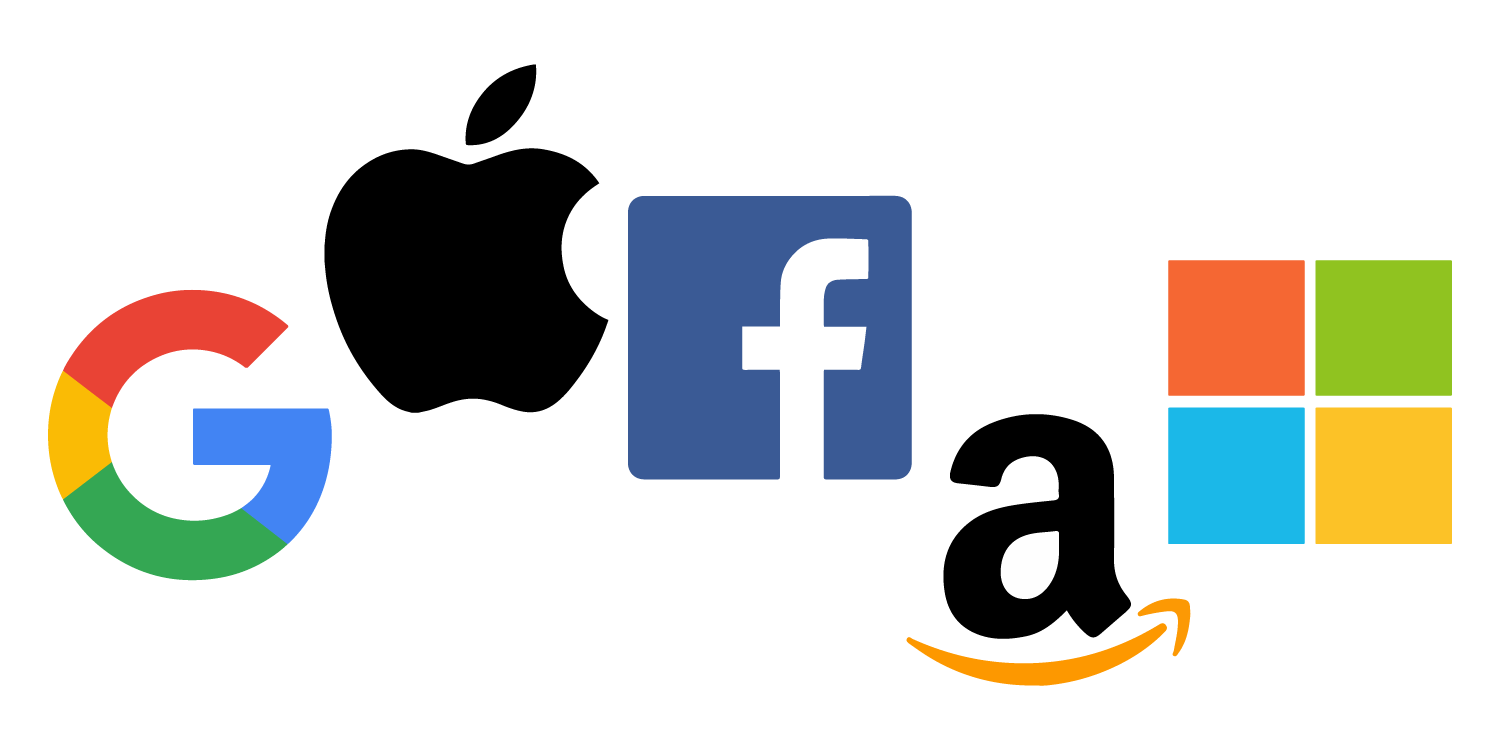 GAFAM: Google, Apple, Facebook, Amazon and Microsoft. Image by Knolskape. Source: Wikipedia.